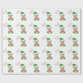 Papier Cadeau Elfe de Noël et flocons de neige (Plat)