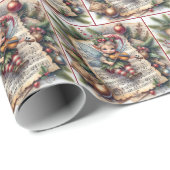 Papier Cadeau Elfe de Noël Jouer un violon (Coin rond)