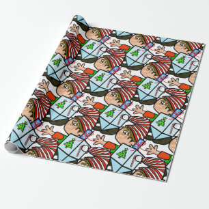 Papier Cadeau Elfes avec Dreidel Chrismukkah enveloppement cadea
