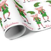 Papier Cadeau Elfes de Noël (Coin rond)