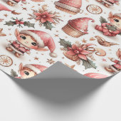 Papier Cadeau Elfes de Noël roses (Coin)