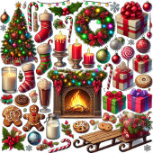 Papier Cadeau Elfes Mangeant des bonbons