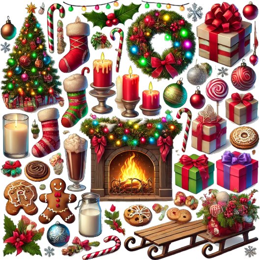 Papier Cadeau Elfes Mangeant des bonbons