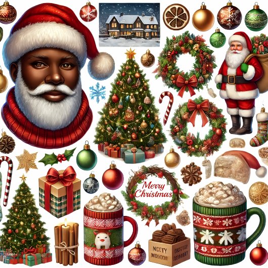 Papier Cadeau Elfes Mangeant des bonbons