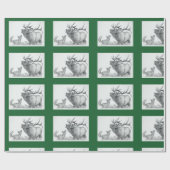 Papier Cadeau Elk de Noël et renard (Plat)