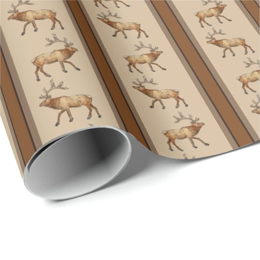 Papier Cadeau Elk Stripe  (Coin rond)
