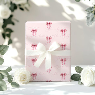Papier Cadeau Elle noue la Fête des mariées arc rose noeud