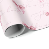 Papier Cadeau Elle noue le nœud rose  Shower de mariage (Coin rond)