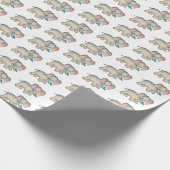 Papier Cadeau Ellie Elephant et Bluebird isolés sur blanc (Coin)