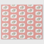 Papier Cadeau Ellie Elephant et Bluebird sur rose (Plat)