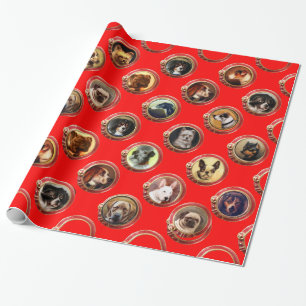 PAPIER CADEAU ÉMAUX VICTORIENS /PORTRAITS DE CHIENS MINIATURES,R