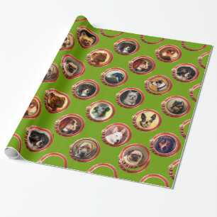 PAPIER CADEAU ÉMAUX VICTORIENS /PORTRAITS MINIATURES DE CHIENS,