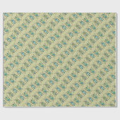 Papier Cadeau Emballage à motif bleu vert d'insectes (Plat)