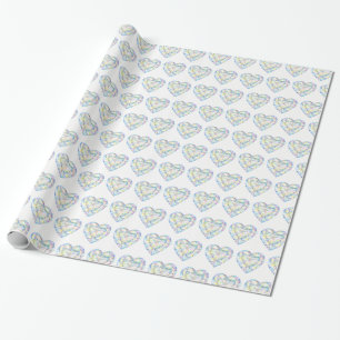 Papier Cadeau Emballage à motif d'aquarelle au coeur de diamant