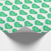 Papier Cadeau Emballage à motif d'aquarelle du coeur émeraude (Coin)