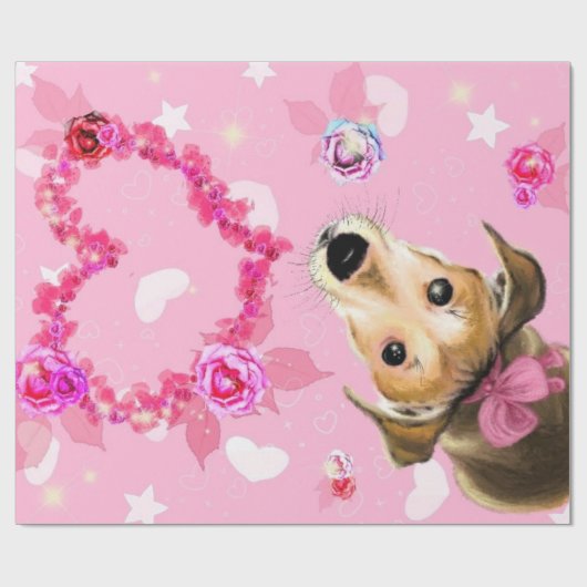 Papier cadeau emballage chiot (Plat)