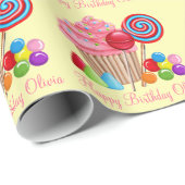 Papier Cadeau Emballage de Candyland papier-jaune (Coin rond)