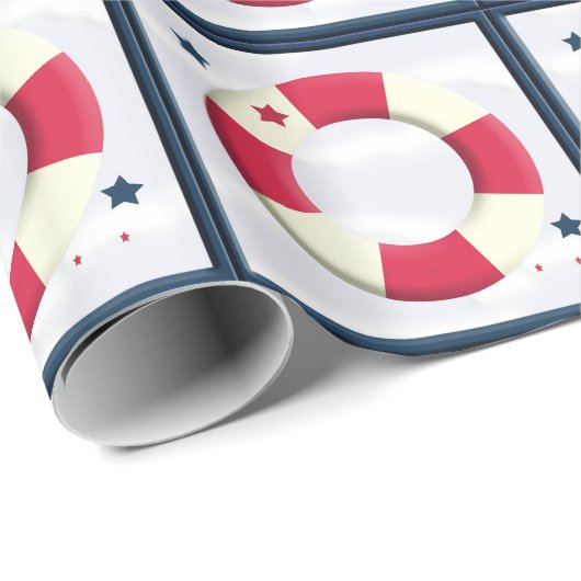 Papier Cadeau Emballage de conception Nautique Cute (Coin rond)