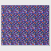 Papier Cadeau Emballage de Noël botanique pourpre personnalisé (Plat)