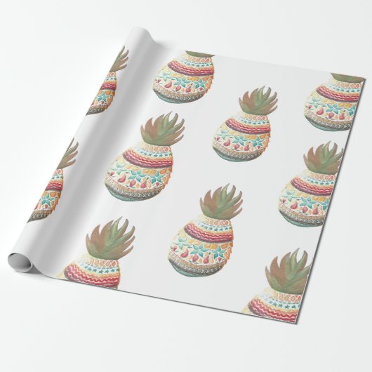 Papier Cadeau Emballage de Noël d'ananas (Déroulé)