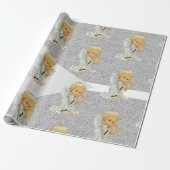 Papier Cadeau Emballage de Noël Gris Ange Bébé (Déroulé)