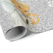Papier Cadeau Emballage de Noël Gris Ange Bébé (Coin rond)