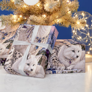 Papier Cadeau Emballage de Noël Pervenche givré de luxe en bois