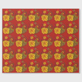 Papier Cadeau Emballage de peinture rouge et jaune Primrose (Plat)