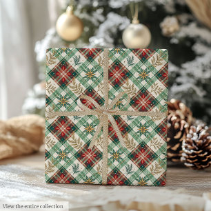 Papier Cadeau Emballage festif chic rouge et vert à carreaux à l