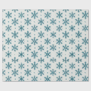 Papier Cadeau Emballage Flocon de Neige Bleu pour Cadeaux de Fêt