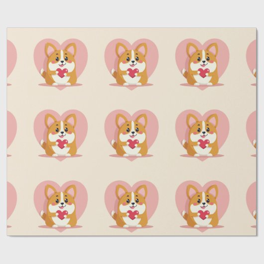 Papier Cadeau emballage mignon corgi (Plat)