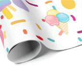 Papier Cadeau Emballage motif crème glacée (Coin rond)
