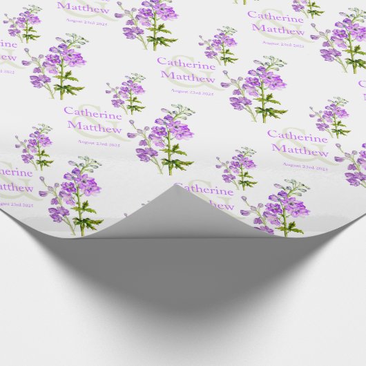 Papier Cadeau Emballage personnalisé mariage violet de delphiniu (Coin)