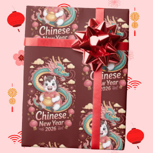 Papier Cadeau Emballage pour le Nouvel An chinois de l'Année du