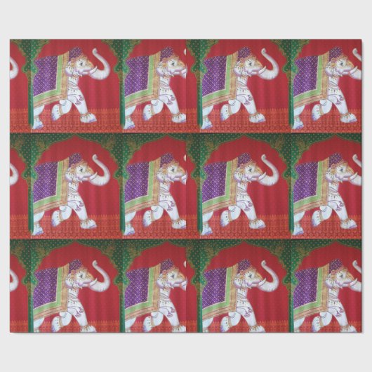 Papier Cadeau Emballage rouge et vert d'éléphant indien d'art de (Couture)