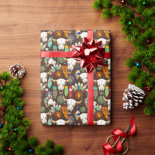 Papier Cadeau Emblème amérindien de crâne de buffle (Cadeau de vacances)