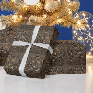 Papier Cadeau Emblème de chasse en bronze