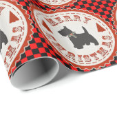 Papier Cadeau Emblème de Joyeux Noël de Terrier d'écossais sur (Coin rond)