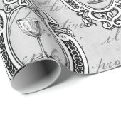 Papier Cadeau Emblème du vin français antique (Coin rond)