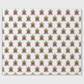 Papier Cadeau Emblème Preppy Gold Red Heraldic Crest Fleur de Li (Plat)