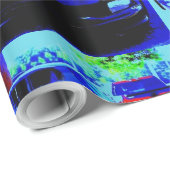 Papier Cadeau Embout avant et capot d'une Corvette noire et (Coin rond)