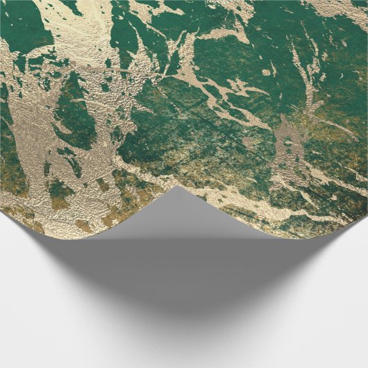 Papier Cadeau Emerald Cali Gold Marble brillant en métal grungy  (Coin)