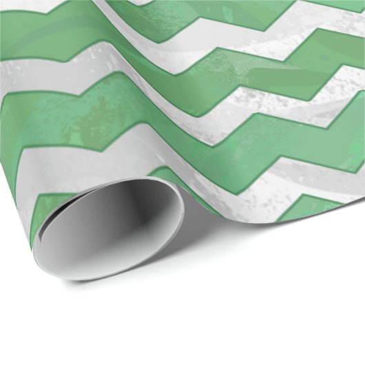 Papier Cadeau Emerald Cream Chevron Motif (Coin rond)