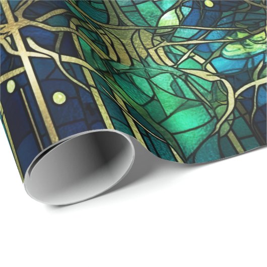 Papier Cadeau Emerald Green Celestin Motif en verre tendu (Coin rond)