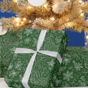 Papier Cadeau Emerald Green Doodle Motif de l'aube de Noël