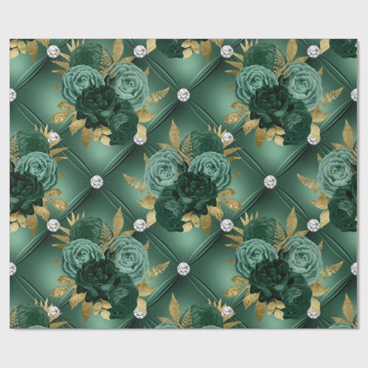 Papier Cadeau Emerald Green et Mariage Gold (Plat)