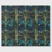 Papier Cadeau Emerald Green Forest Faux Motif en verre tendu (Plat)