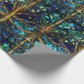 Papier Cadeau Emerald Green Forest Faux Motif en verre tendu (Coin)