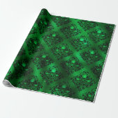 Papier Cadeau Emerald Green Glam Damask Rose Motif (Déroulé)