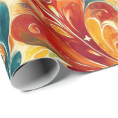 Papier Cadeau Emerald Green & Gold Abstrait Paisley Feuilles (3) (Coin rond)